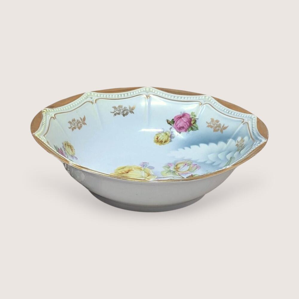 Antique P.K. Silesia Floral Porcelain Bowl